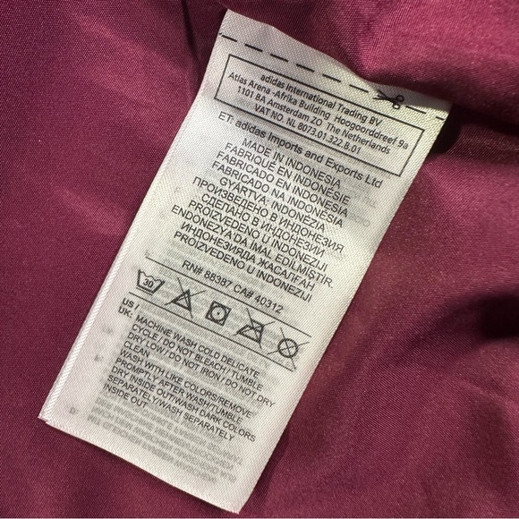 Adidas CLRDO TRACK TOP DH3002 Womens Full Zip Jacket Sz Medium Burgundy/Black - Picture 15 of 15